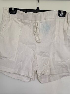 Women’s Elastic Drawstring Linen-Blend Shorts - Cream